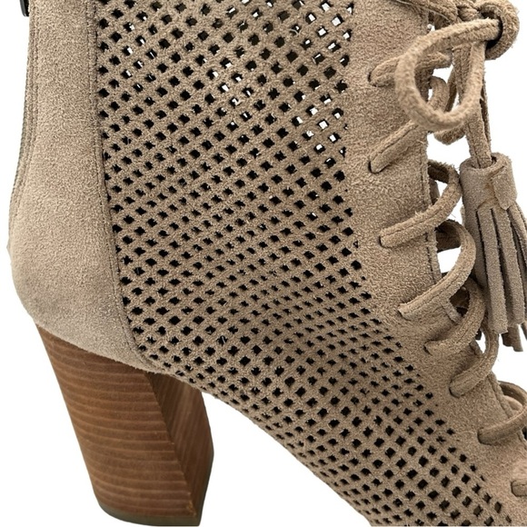 Marc Fisher Shaini Perforated Lace-up Peep Toe Ankle Booties - Picture 7 of 13